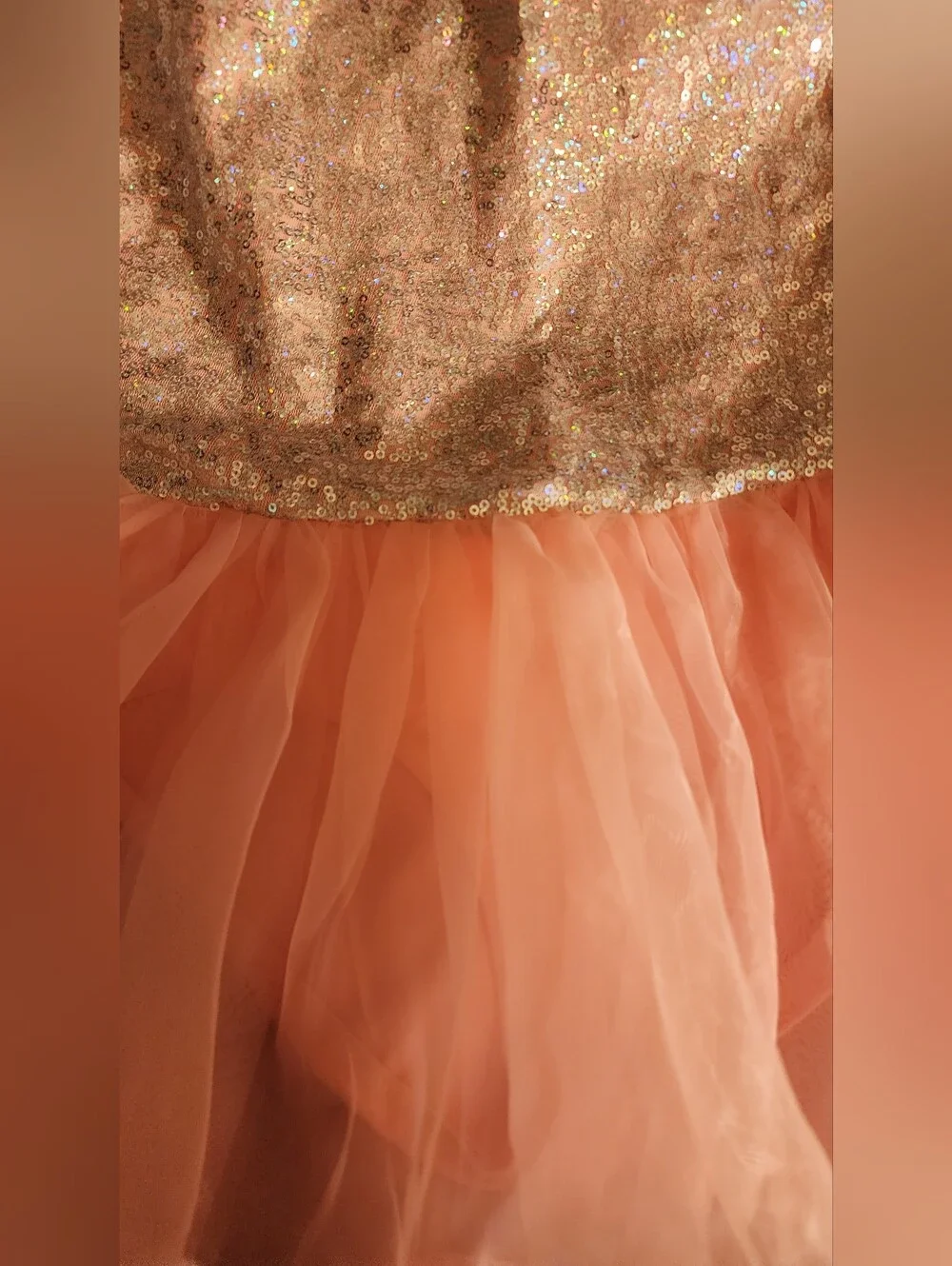 Sparkly Rose Gold Sequin Ballet Dance Costume Tutu Leotard